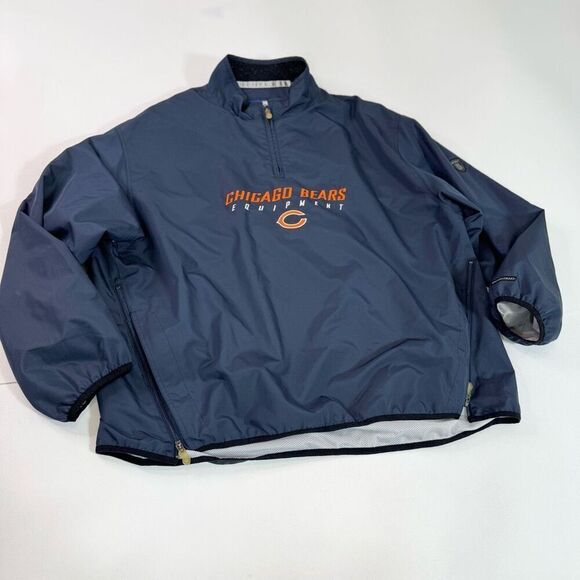 Reebok NFL Chicago Bears Jacket Mens 2XL Blue Pullover 1/4 Zip Mock Neck - Picture 1 of 10